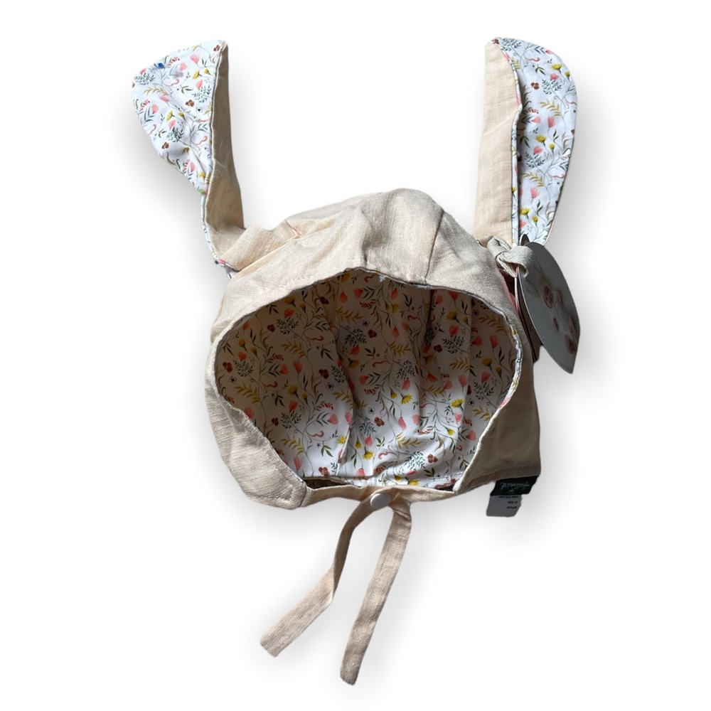 NWT Hallmark Baby Bunny Bonnet For Little Critters Khaki Floral Print 0-6 Months